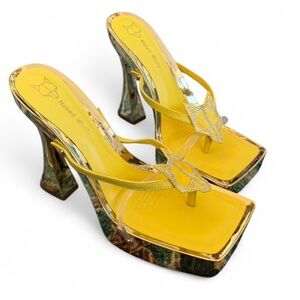 Naked Wolfe Saturday Gold Metallic Heels